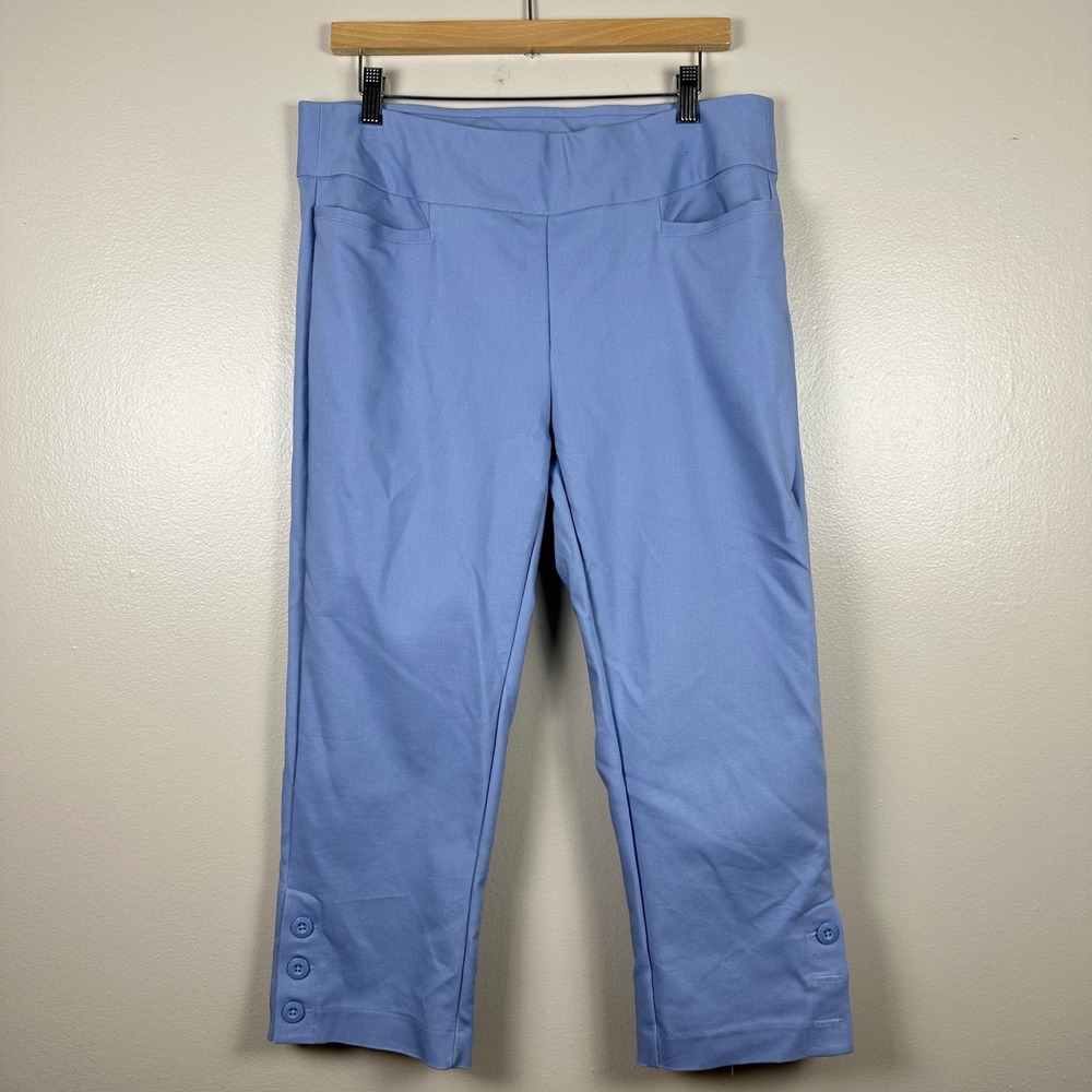 Christopher &โ Banks Women's 10 Crop Pants Blue Signature Slimming Button Hem